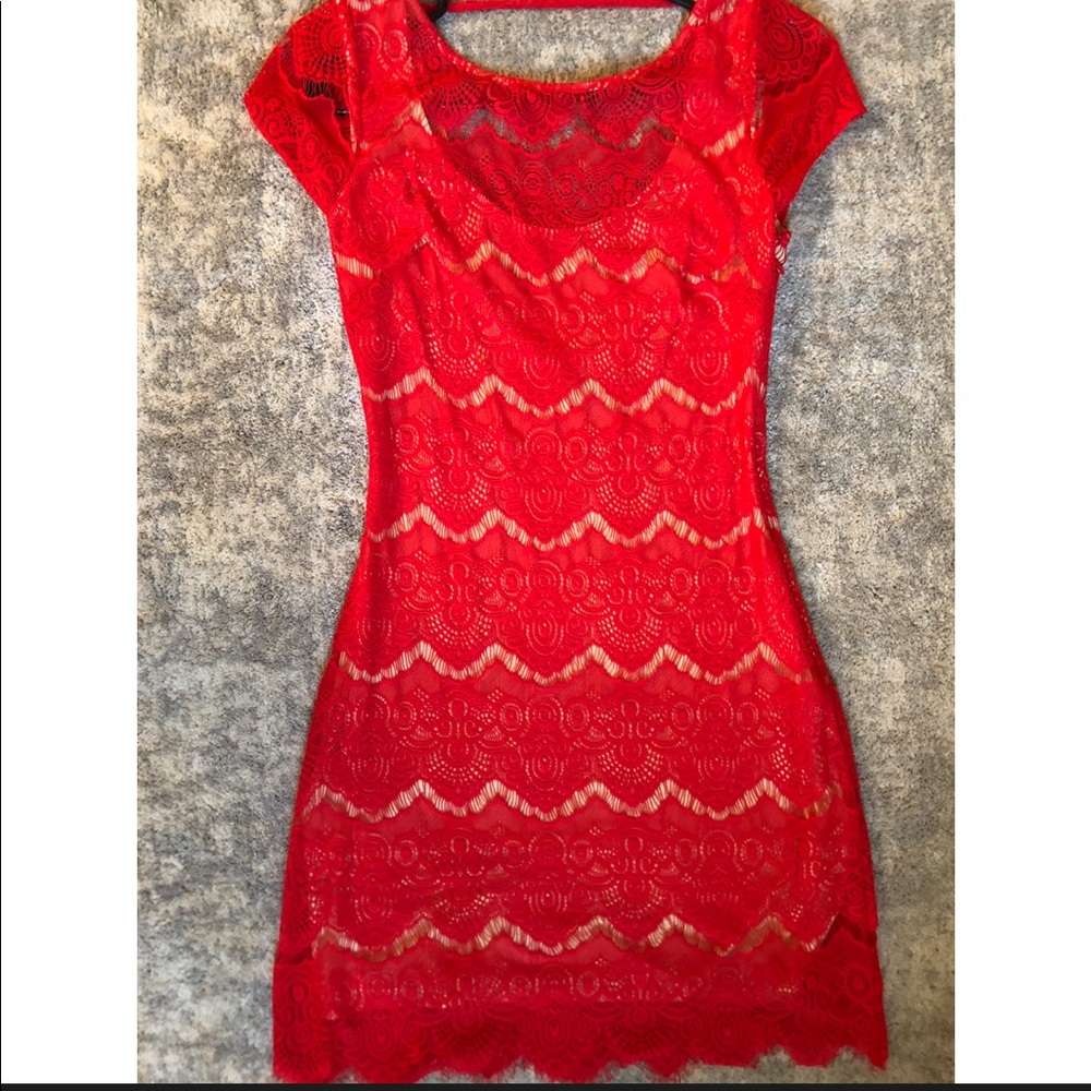 Bebe coral lace dress